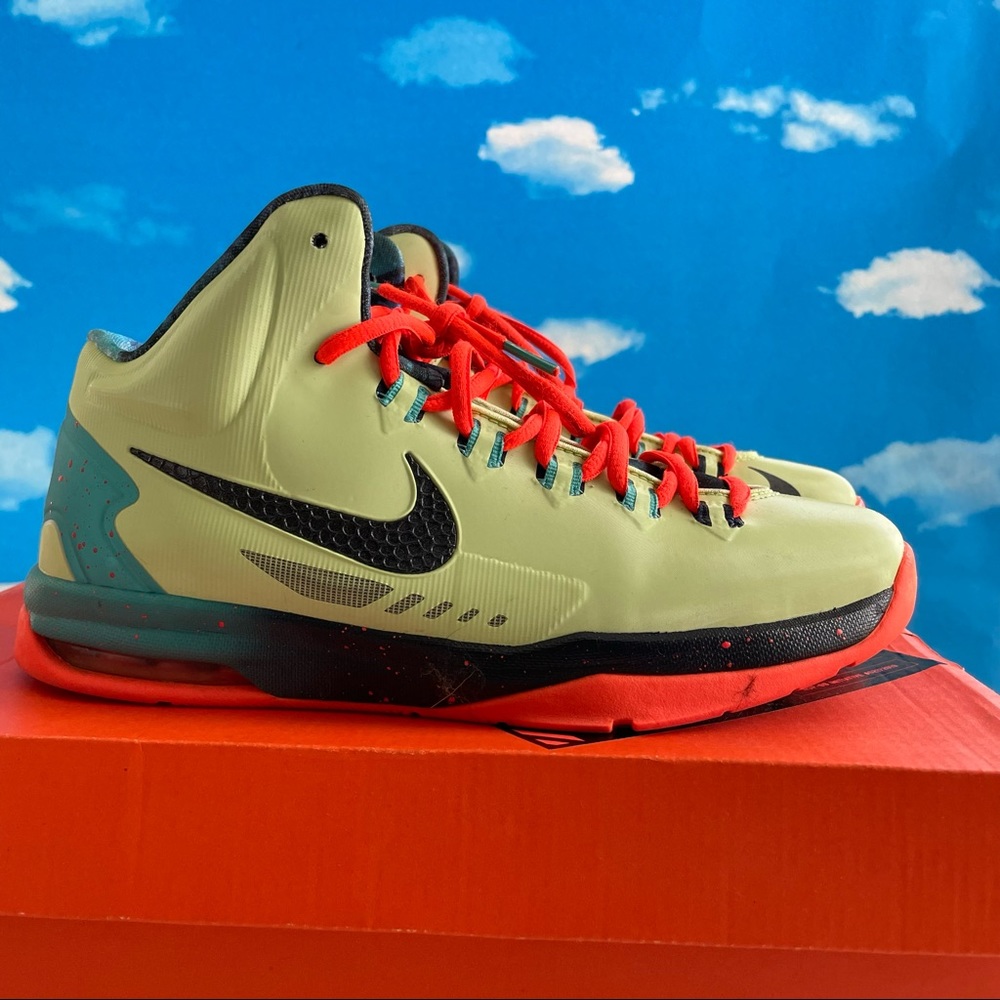 2013 KD 5 AREA 72 NBA ALL STAR NEON GREEN ORANGE BASKETBALL SNEAKERS